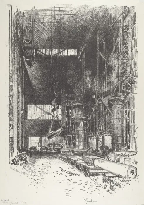 Framed Print : The New Gun-Pit, 1916. Creator: Joseph Pennell Framed Print : The New Gun-Pit, 1916. Creator: Joseph Pennell
