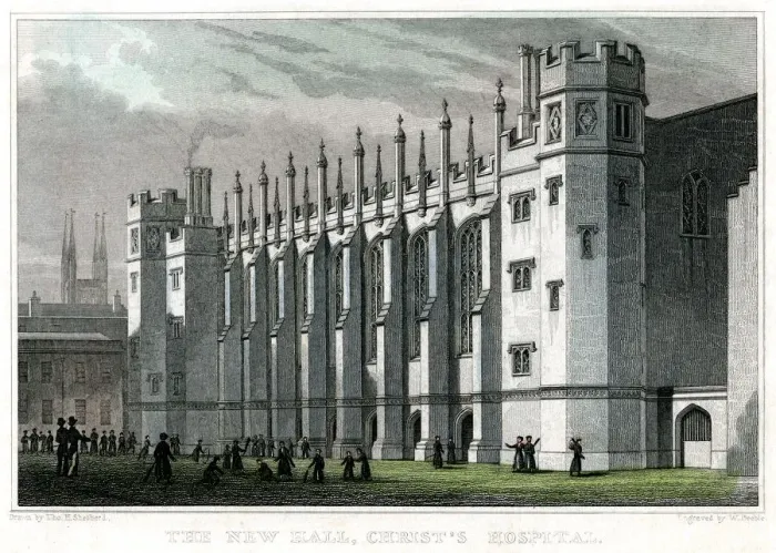 Framed Print : The New Hall, Christs Hospital, London, 1828. Artist: William Deeble Framed Print : The New Hall, Christs Hospital, London, 1828. Artist: William Deeble