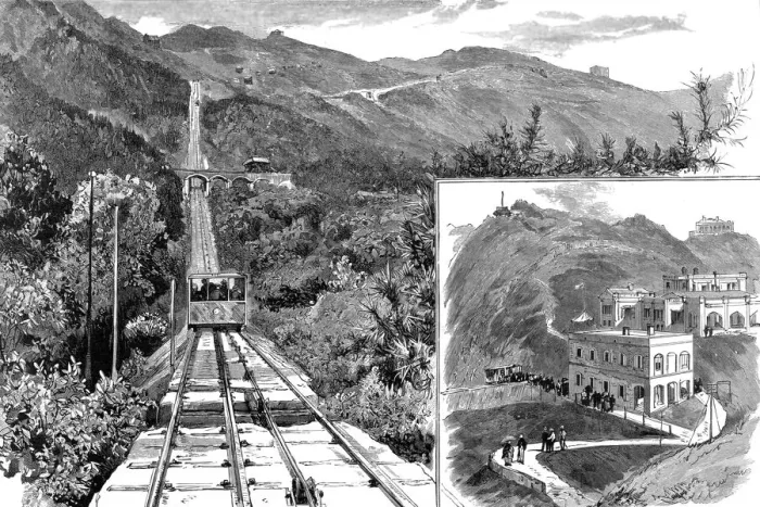 Framed Print : New High Level Tramway at Hong Kong, 1888. Creator: Unknown Framed Print : New High Level Tramway at Hong Kong, 1888. Creator: Unknown