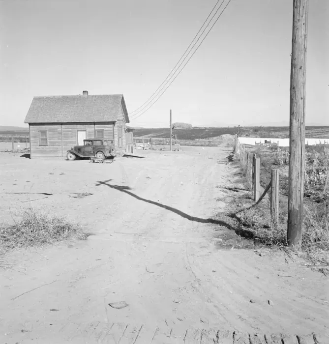 Framed Print : New home of Schroeder family, Dead Ox Flat, Malheur County, Oregon, 1939. Creator: Dorothea Lange Framed Print : New home of Schroeder family, Dead Ox Flat, Malheur County, Oregon, 1939. Creator: Dorothea Lange