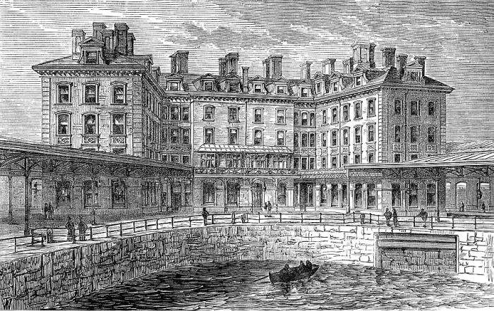 Framed Print : The new hotel and railway terminus at Holyhead, 1880. Creator: Unknown Framed Print : The new hotel and railway terminus at Holyhead, 1880. Creator: Unknown