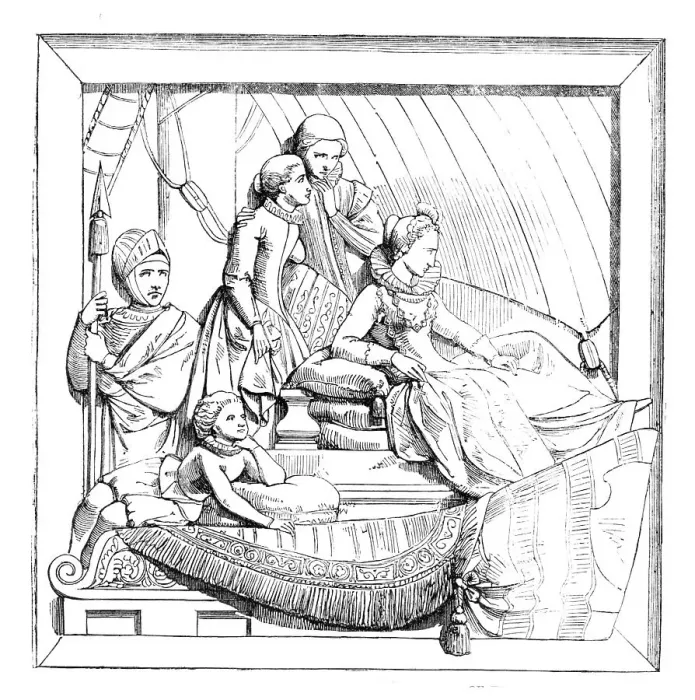 Framed Print : The New Houses of Parliament - Bas-reliefs in the Prince's Chamber - Mary Queen of Scots... 1857. Creator: Unknown Framed Print : The New Houses of Parliament - Bas-reliefs in the Prince's Chamber - Mary Queen of Scots... 1857. Creator: Unknown