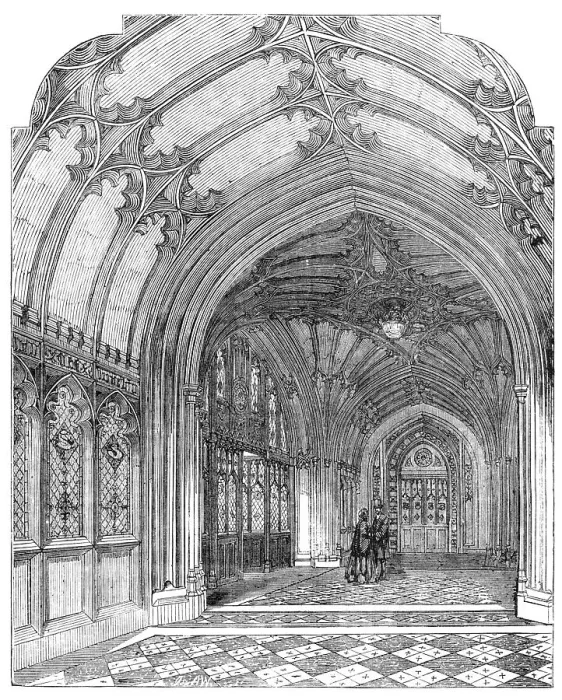 Framed Print : The New Houses of Parliament - Entrance-hall, 1857. Creator: Unknown Framed Print : The New Houses of Parliament - Entrance-hall, 1857. Creator: Unknown