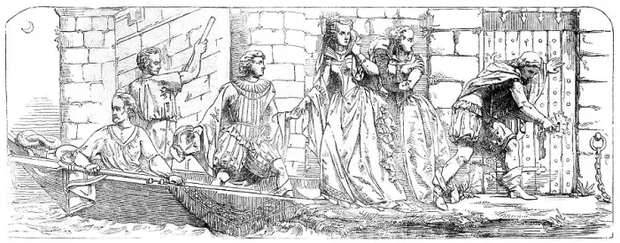 Framed Print : The New Houses of Parliament - Escape of Mary Queen of Scots from Lochleven... 1854. Creator: Unknown Framed Print : The New Houses of Parliament - Escape of Mary Queen of Scots from Lochleven... 1854. Creator: Unknown