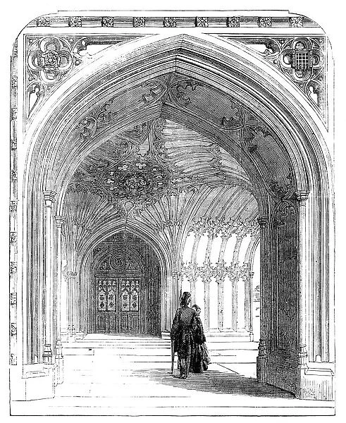 The New Houses of Parliament - the Peers Porch, 1857. Creator: Unknown