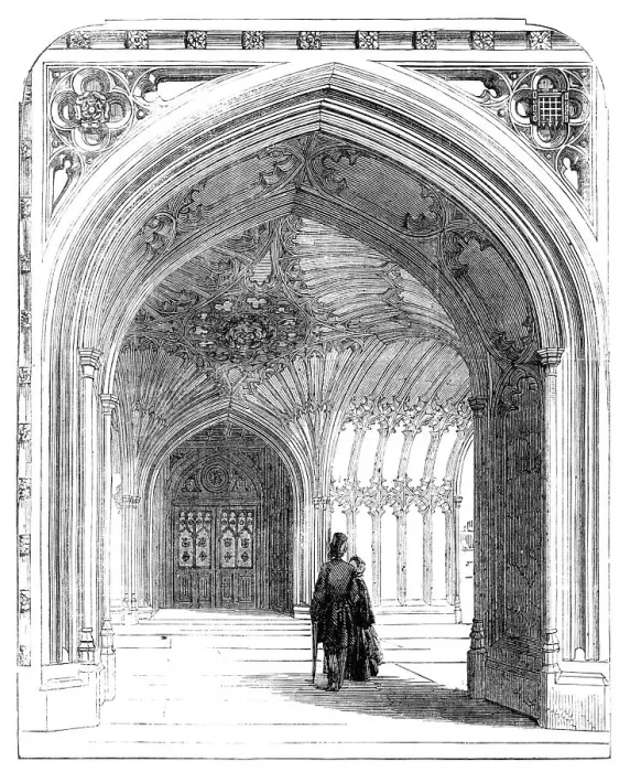 Framed Print : The New Houses of Parliament - the Peers Porch, 1857. Creator: Unknown Framed Print : The New Houses of Parliament - the Peers Porch, 1857. Creator: Unknown