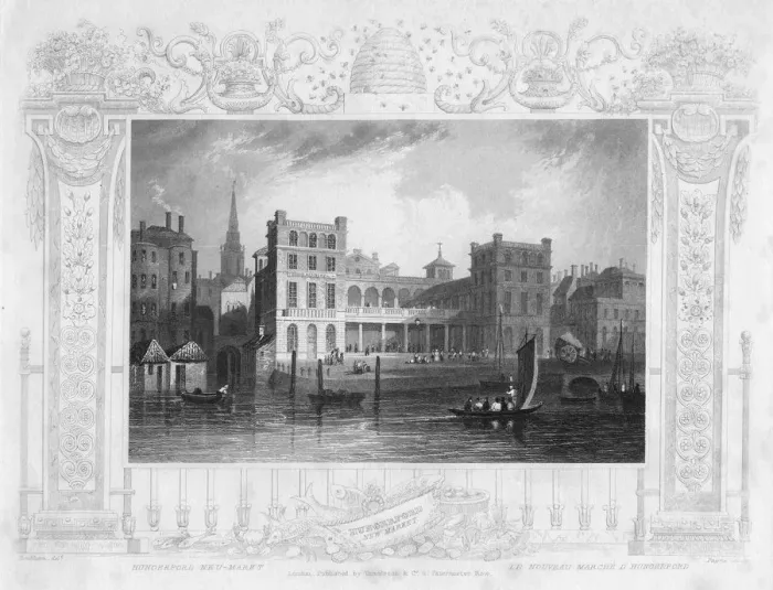 Framed Print : New Hungerford Market, London, mid 19th century. Artist: Payne Framed Print : New Hungerford Market, London, mid 19th century. Artist: Payne