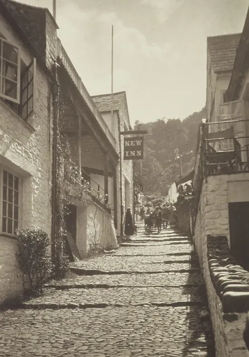 Framed Print : The New Inn, Clovelly. From the album: Photograph album - England, 1920s. Creator: Harry Moult Framed Print : The New Inn, Clovelly. From the album: Photograph album - England, 1920s. Creator: Harry Moult