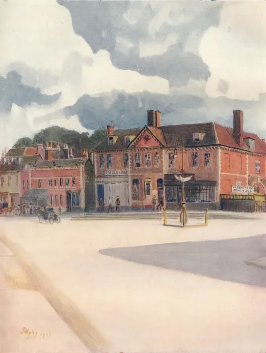 Framed Print : New Inn and High Street, Epsom, 1911, (1914). Artist: Jamess Ogilvy Framed Print : New Inn and High Street, Epsom, 1911, (1914). Artist: Jamess Ogilvy