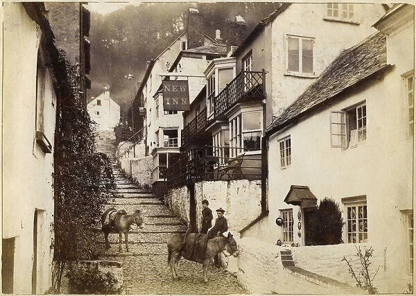 The New Inn and street, Clovelly, Devon, late 19th or early 20th century