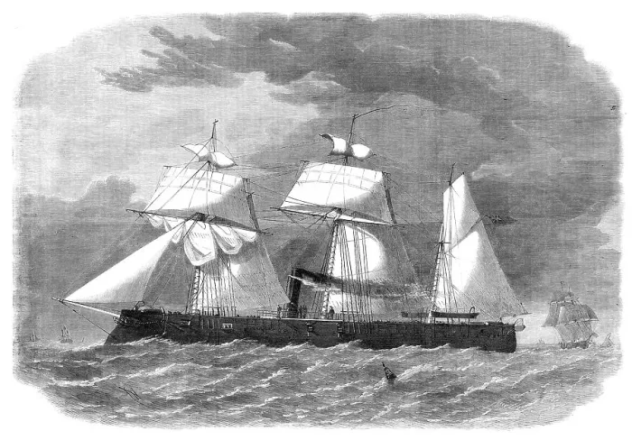 Framed Print : The new iron-clad fleet: Her Majesty's sloop-of-war Enterprise, 1864. Creator: Smyth Framed Print : The new iron-clad fleet: Her Majesty's sloop-of-war Enterprise, 1864. Creator: Smyth