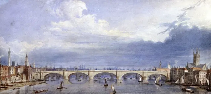 Framed Print : New London Bridge, London, 1829. Artist: Augustus Charles Pugin Framed Print : New London Bridge, London, 1829. Artist: Augustus Charles Pugin