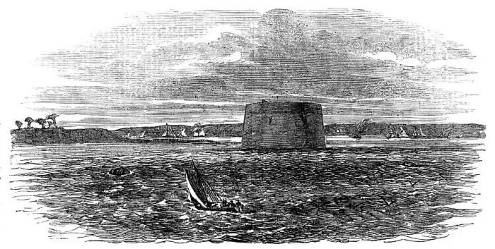 Framed Print : New Martello Tower, at the Fair-Way of the Thames and Medway, 1856. Creator: Unknown Framed Print : New Martello Tower, at the Fair-Way of the Thames and Medway, 1856. Creator: Unknown