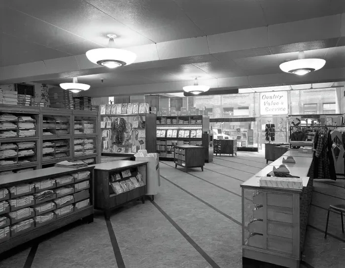 Framed Print : The new mens central tailoring department at the Co-op, Barnsley, South Yorkshire, 1961 Framed Print : The new mens central tailoring department at the Co-op, Barnsley, South Yorkshire, 1961