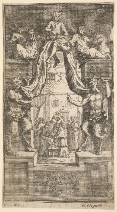 Framed Print : The New Metamorphosis: Frontispiece, Vol. 1, 1724. Creator: William Hogarth Framed Print : The New Metamorphosis: Frontispiece, Vol. 1, 1724. Creator: William Hogarth