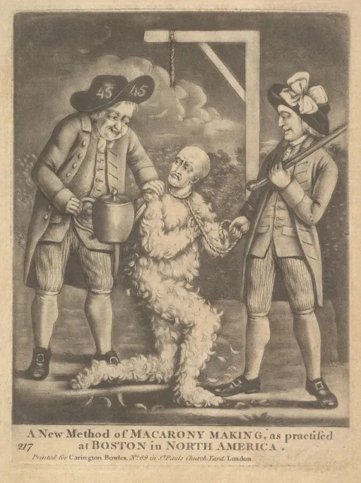 Framed Print : A New Method of Maracrony Making as Practised at Boston in North America, ca. 1774 Framed Print : A New Method of Maracrony Making as Practised at Boston in North America, ca. 1774