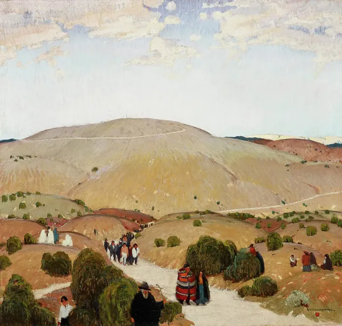 Framed Print : New Mexico Calvary (Holy Week Procession), 1922. Creator: Victor Higgins Framed Print : New Mexico Calvary (Holy Week Procession), 1922. Creator: Victor Higgins