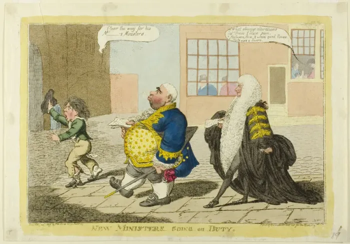 Framed Print : New Ministers Going on Duty, published February 14, 1806. Creator: Charles Williams Framed Print : New Ministers Going on Duty, published February 14, 1806. Creator: Charles Williams
