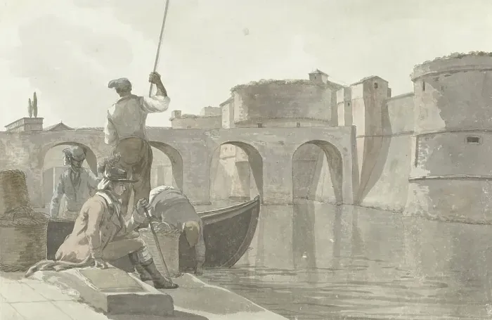 Framed Print : New moat of the fortifications in Taranto, 1778. Creator: Louis Ducros Framed Print : New moat of the fortifications in Taranto, 1778. Creator: Louis Ducros