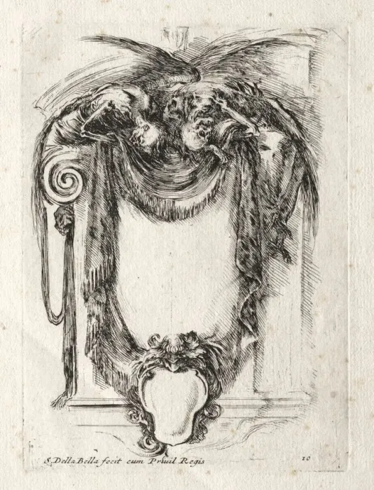 Framed Print : New Model for a Cartouche, 1647. Creator: Stefano Della Bella (Italian, 1610-1664) Framed Print : New Model for a Cartouche, 1647. Creator: Stefano Della Bella (Italian, 1610-1664)