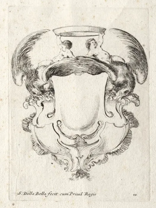 Framed Print : New Model for a Cartouche, 1647. Creator: Stefano Della Bella (Italian, 1610-1664) Framed Print : New Model for a Cartouche, 1647. Creator: Stefano Della Bella (Italian, 1610-1664)