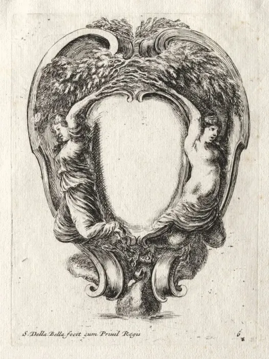 Framed Print : New Model for a Cartouche, 1647. Creator: Stefano Della Bella (Italian, 1610-1664) Framed Print : New Model for a Cartouche, 1647. Creator: Stefano Della Bella (Italian, 1610-1664)