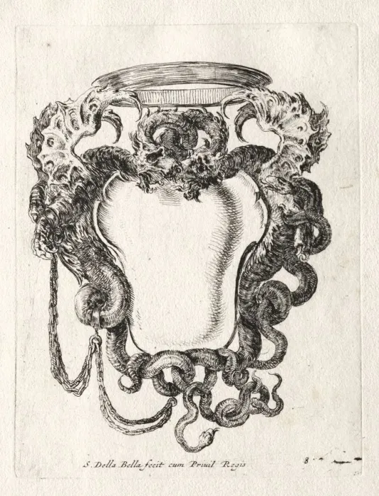 Framed Print : New Model for a Cartouche, 1647. Creator: Stefano Della Bella (Italian, 1610-1664) Framed Print : New Model for a Cartouche, 1647. Creator: Stefano Della Bella (Italian, 1610-1664)