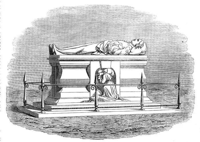 Framed Print : New monument erected over the grave of John Bunyan in Bunhill-Fields Burial-ground, City-Road, 1862. Creator: Unknown Framed Print : New monument erected over the grave of John Bunyan in Bunhill-Fields Burial-ground, City-Road, 1862. Creator: Unknown