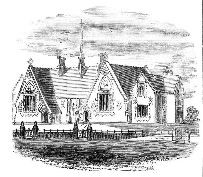 Framed Print : New National Schools, Hemel-Hempstead, Herts. 1856. Creator: Unknown Framed Print : New National Schools, Hemel-Hempstead, Herts. 1856. Creator: Unknown