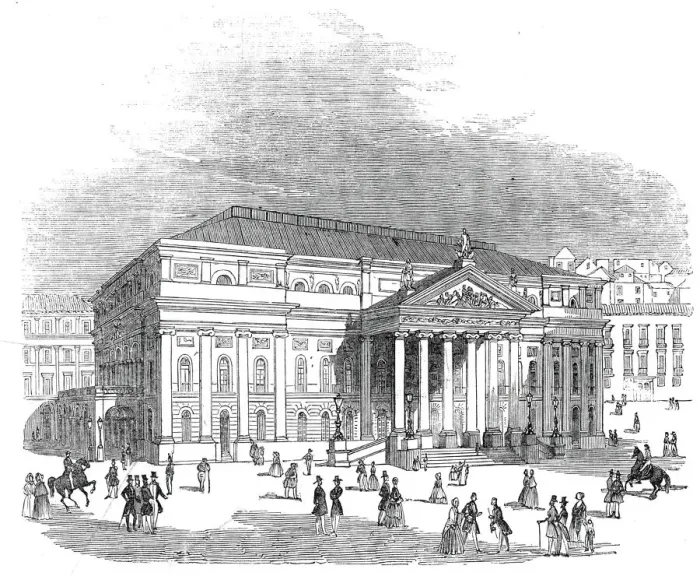Framed Print : The new National Theatre, Lisbon, 1845. Creator: Unknown Framed Print : The new National Theatre, Lisbon, 1845. Creator: Unknown