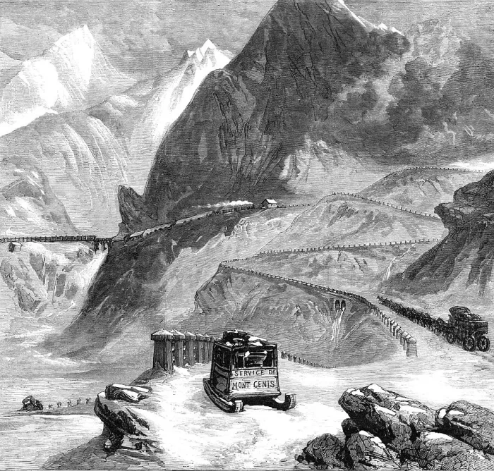 Framed Print : New overland route to India: Mont Cenis Railway - L'Echelle du Diable, 1869. Creator: Unknown Framed Print : New overland route to India: Mont Cenis Railway - L'Echelle du Diable, 1869. Creator: Unknown