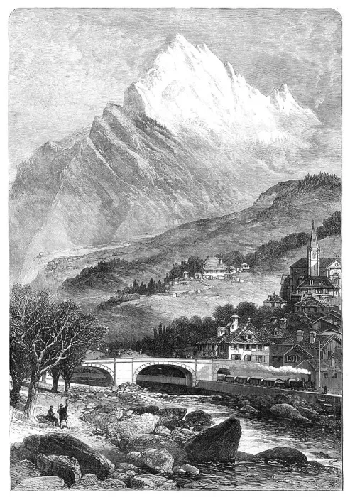 Framed Print : The new overland route to India: Mont Cenis Railway - St. Michel, 1869. Creator: Unknown Framed Print : The new overland route to India: Mont Cenis Railway - St. Michel, 1869. Creator: Unknown