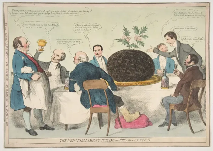 Framed Print : The New Parliament Pudding or John Bulls Treat, ca. 1832. Creator: Unknown Framed Print : The New Parliament Pudding or John Bulls Treat, ca. 1832. Creator: Unknown