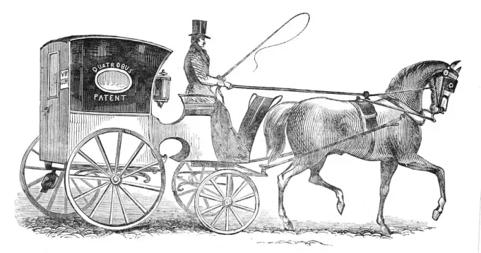 Framed Print : The new patent Quartobus'cab, 1844. Creator: Unknown Framed Print : The new patent Quartobus'cab, 1844. Creator: Unknown