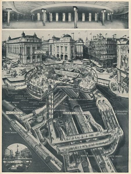 A New Piccadilly Circus Below The Old As The Gateway to the Tubes, c1935. Artist: D Macpherson