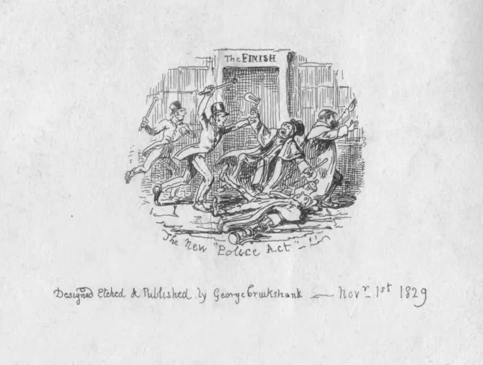 Framed Print : The New Police Act, 1829. Artist: George Cruikshank Framed Print : The New Police Act, 1829. Artist: George Cruikshank