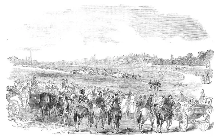 Framed Print : New Race-Course and Hippodrome, at Longchamps, 1854. Creator: Unknown Framed Print : New Race-Course and Hippodrome, at Longchamps, 1854. Creator: Unknown