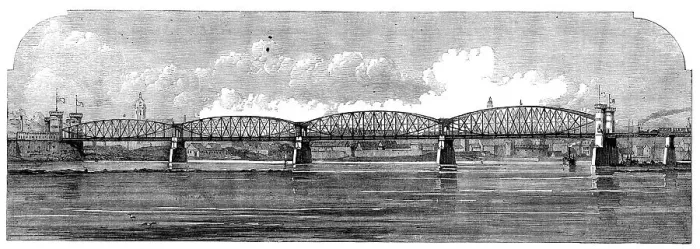 Framed Print : New railway-bridge over the Rhine, near Mayence, 1862. Creator: Unknown Framed Print : New railway-bridge over the Rhine, near Mayence, 1862. Creator: Unknown