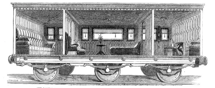 Framed Print : New railway carriage built for the use of the Prince and Princess of Wales on the Great East...1864. Creator: Unknown Framed Print : New railway carriage built for the use of the Prince and Princess of Wales on the Great East...1864. Creator: Unknown