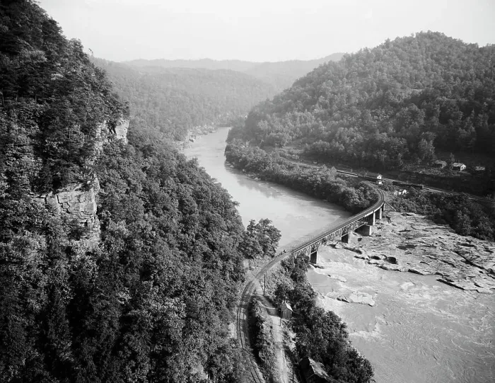 Framed Print : New River canyon, Gauley, W. Va. c.between 1910 and 1920. Creator: Unknown