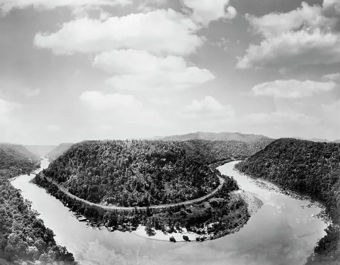Framed Print : New River Canyon, W. Va. from Hawk's Nest, c.between 1910 and 1920. Creator: Unknown