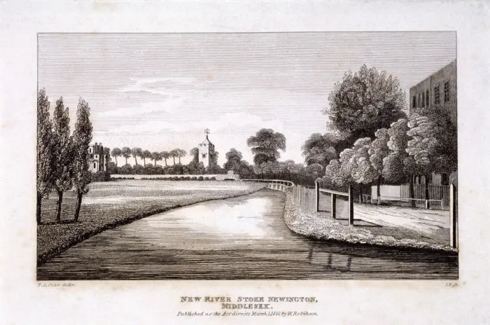 Framed Print : New River, Stoke Newington, London, 1820. Artist: JB Framed Print : New River, Stoke Newington, London, 1820. Artist: JB