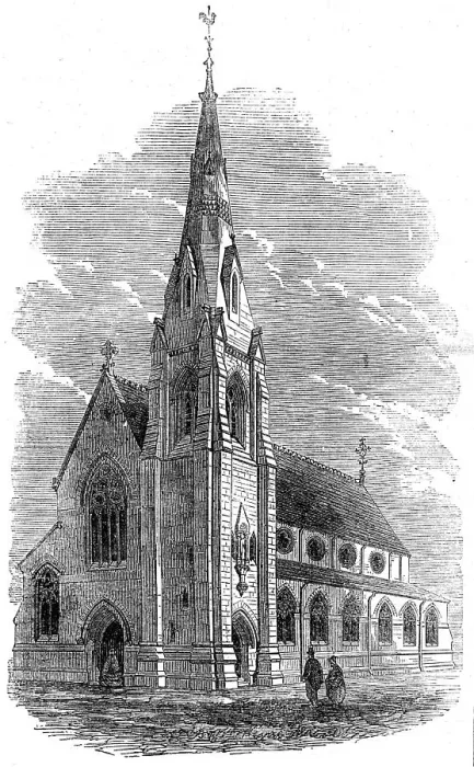 Framed Print : New Roman Catholic church, Rusholme, Manchester, 1862. Creator: Unknown Framed Print : New Roman Catholic church, Rusholme, Manchester, 1862. Creator: Unknown