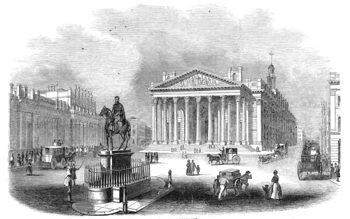 Framed Print : The new Royal Exchange, 1844. Creator: Unknown Framed Print : The new Royal Exchange, 1844. Creator: Unknown