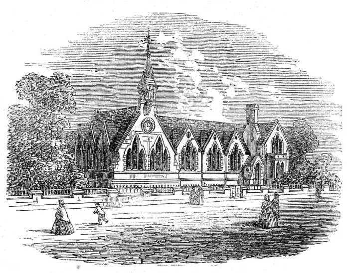 Framed Print : New schools at Long Ashton, near Bristol, 1862. Creator: Unknown Framed Print : New schools at Long Ashton, near Bristol, 1862. Creator: Unknown