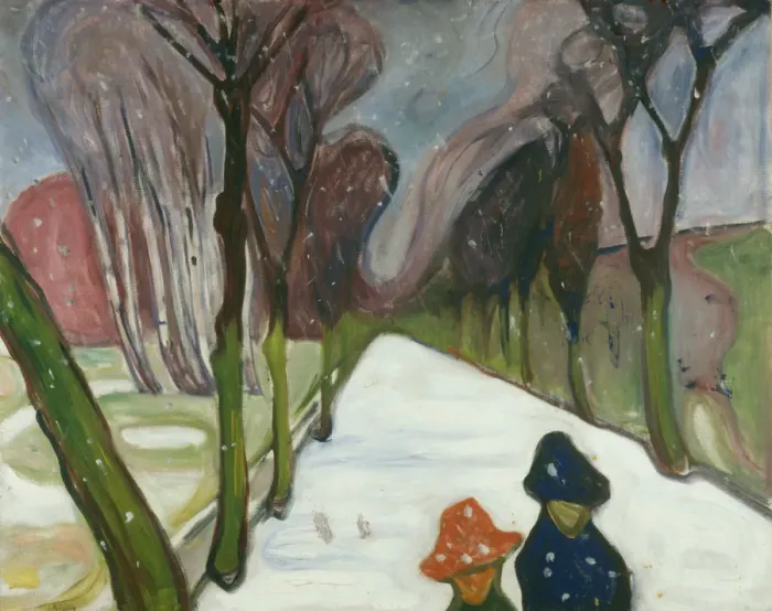 Framed Print : New Snow in the Avenue. Artist: Munch, Edvard (1863-1944) Framed Print : New Snow in the Avenue. Artist: Munch, Edvard (1863-1944)