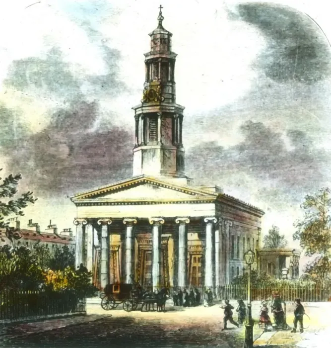 Framed Print : New St. Pancras Church, 19th century. Creator: Unknown Framed Print : New St. Pancras Church, 19th century. Creator: Unknown