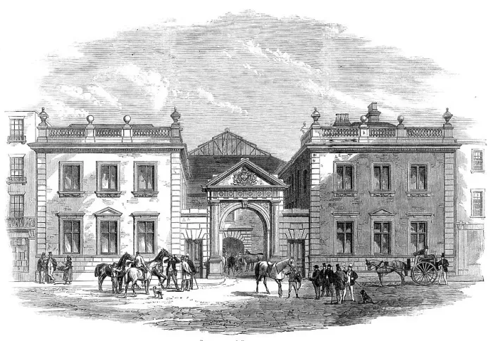 Framed Print : The new Tattersall's at Knightsbridge-Green, 1864. Creator: Unknown. The new Tattersall's at Knightsbridge-Green, 1864. Creator: Unknown Framed Print : The new Tattersall's at Knightsbridge-Green, 1864. Creator: Unknown. The new Tattersall's at Knightsbridge-Green, 1864. Creator: Unknown