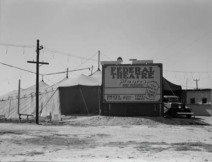 Framed Print : The new theatre, a government-sponsored revival, San Bernardino, California, 1937. Creator: Dorothea Lange Framed Print : The new theatre, a government-sponsored revival, San Bernardino, California, 1937. Creator: Dorothea Lange