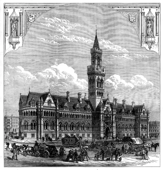 Framed Print : The new Townhall, Bradford, 1873. Creator: Unknown Framed Print : The new Townhall, Bradford, 1873. Creator: Unknown